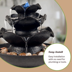 Indoor Fountain with LED Lights – Cascading 3-Tier Lighted Tabletop Water Feature with Soothing Sound – Zen Décor for Home or Office by Pure Garden image 2