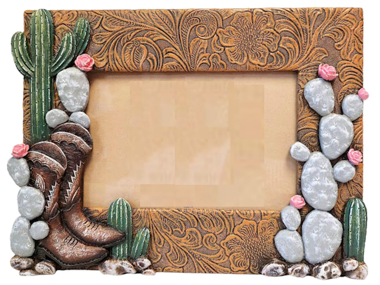The Bridge Collection 4x6 Western Boots and Cactus Picture Frame - Western Home Decor Items - Picture Frame for Western, Cowgirl, or Country Decor image 0