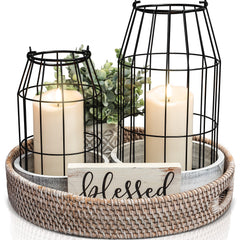 Rustic Farmhouse Lantern Decor - Stylish Decorative Lanterns for Your Living Room, Fireplace Mantle or Kitchen Dining Table - Modern Upscale Beauty for Your Entire Home image 0