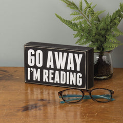 Primitives by Kathy 19422 Box Sign, 7" x 4", I'm Reading image 1