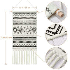 Dremisland Macrame Woven Wall Hanging Tapestry- Boho Chic Bohemian Home Decor Geometric Art Decor Boho Backdrop - Beautiful Apartment Dorm Room Door Decoration, 17.7" W x 32" L (Sendia-Black) image 2