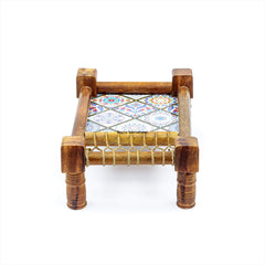 Traditional Decorative Asian Cot Tray for Snacks & Drinks | North Indian Decorative Wooden Coat Decor Accent | Nagina International image 1