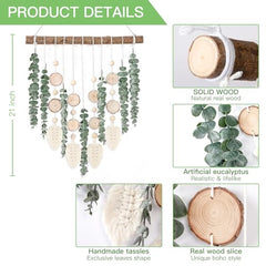 Sggvecsy 21’’ Eucalyptus Wall Hanging Decor Artificial Eucalyptus Plant Fake Greenery Leaves Boho Wall Decor with Wooden Stick for Bedroom Bathroom Kitchen Rustic Farmhouse Home Living Room Decoration image 2