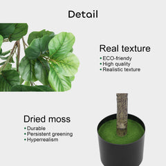 Growneer 6FT Artificial Fiddle Leaf Fig Tree with 98 Large Faux Fiddle Leaves, Dried Moss and Basket Fig Silk Tree Plants in Pot for Indoor Outdoor Divider, Home Office Decor image 3