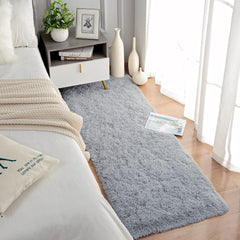 Chicrug Soft Runner Rugs for Bedroom Living Room Plush Fluffy Rug 2x6 Feet, Shag Furry Area Rug Carpet Non Shedding for Nursery Children Kids Girls Room Home Decorative, Grey image 2
