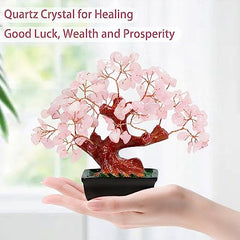 Parma77 Feng Shui Natural Rose Pink Quartz Crystal Money Tree Bonsai Style Decoration for Wealth and Luck image 3
