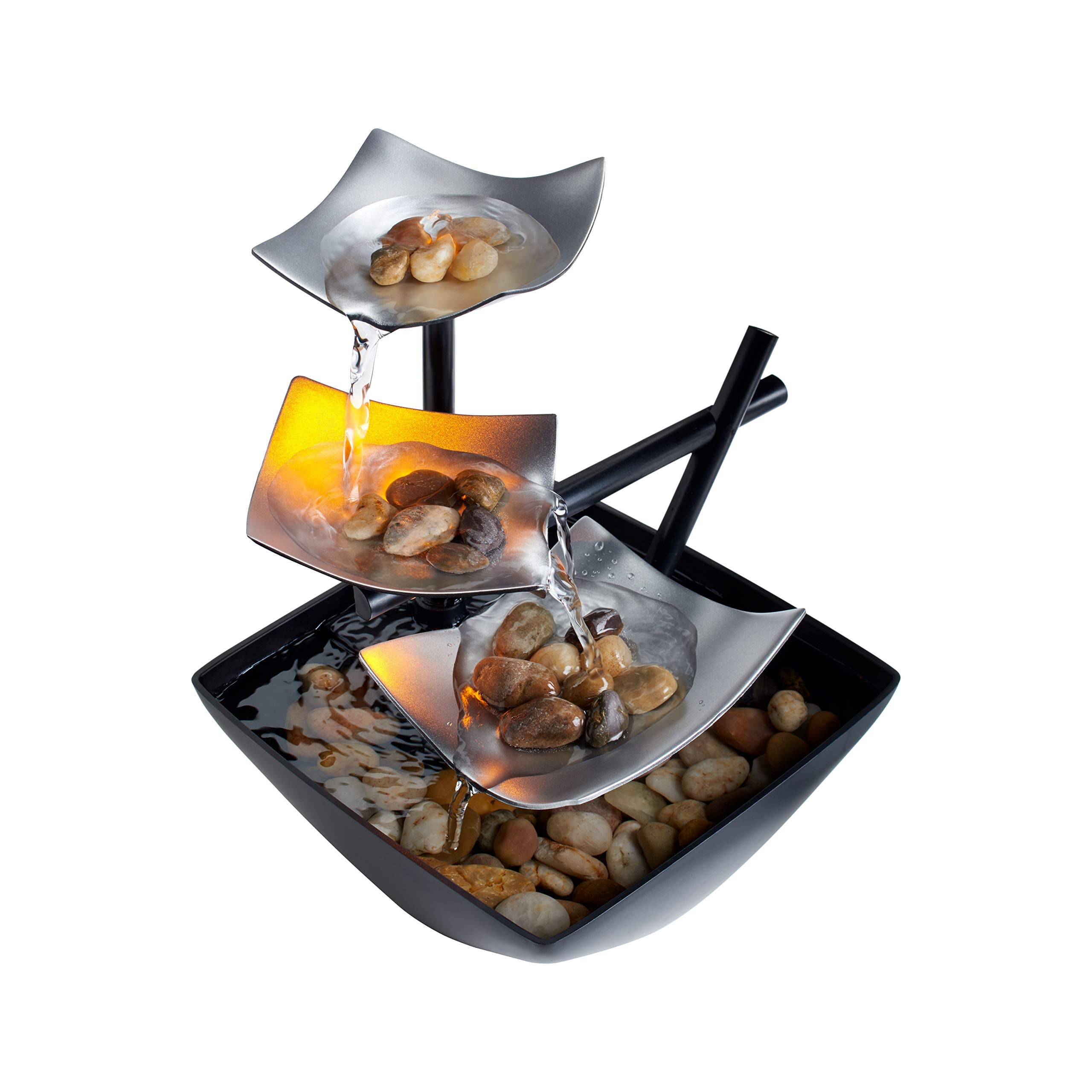 Homedics Tabletop Water Fountain, Home Décor Soothing Sound Machine - Automatic Pump, Deep Basin & Natural River Rocks. Indoor Zen Relaxation for Office, Living Room, or Bedroom, 8.25” Tall image 0