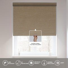 Boolegon Blackout Roller Shades for Windows,Cordless,Linen Fabric,Roller Blinds,Thermal Insulated Fabric UV Protection,Window Shades for Home,Office,Bedroom,Door,Blackout-Beige,Custom Size image 2