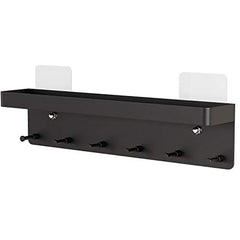 MKO Decorative Wall Mounted Mail Organizer and Key Holder with Tray - 6 Stainless Steel Key Hooks for Hallway Kitchen Farmhouse Decor (Black) image 1