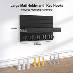Lwenki Key Holder for Wall, Decorative Key and Mail Holder with Shelf Has Large Hooks for Bags, Coats, Umbrella – Paulownia Wood Key Hanger with Mounting Hardware (9.8”W x 6.7”H x 4.2”D) image 1
