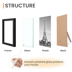 upsimples 10 Pack Picture Frames Collage Wall Decor with Glass, Gallery Wall Frame Set for Wall Mounting or Tabletop Display, Multi Sizes Including 8x10, 5x7, 4x6 Family Photo Frames, Black image 2