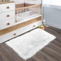 Latepis White Sheepskin Rug 2x3 Faux Fur Sheepskin Rug for Living Room Fluffy Washable Rug for Bedroom Luxury Room Decor Furry Rug Rectangle image 1