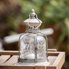 Stonebriar Antique White Metal Votive Candle Lantern with Handle image 2