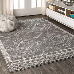 JONATHAN Y MOH200C-8 Amir Moroccan Beni Souk Indoor Area-Rug Bohemian Farmhouse Rustic Geometric Easy-Cleaning Bedroom Kitchen Living Room Non Shedding, 8 X 10, Gray,cream image 0
