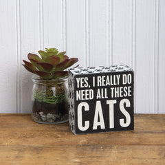 Primitives by Kathy Word Box Sign, 4" square, Yes, Cats image 1