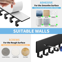 GTK Key Holder for Wall, Key Hooks with 10 Hooks, Wall Mounted Key Holder for Hallway, Self Adhesive Key Rack(Black) image 3