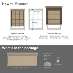 Boolegon Blackout Roller Shades for Windows,Cordless,Linen Fabric,Roller Blinds,Thermal Insulated Fabric UV Protection,Window Shades for Home,Office,Bedroom,Door,Blackout-Beige,Custom Size image 1