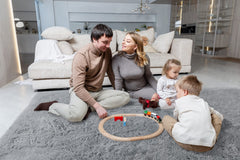 LOCHAS Ultra Soft Indoor Modern Area Rugs Fluffy Living Room Carpets for Children Bedroom Home Decor Nursery Rug 4x5.3 Feet, Gray image 2