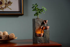 MSEONWXI Indoor Fountain Waterfall Tabletop for Home Decor Three Bowls Rock 3 Tier Fountain Relaxing and Sound Plant by Yourself(23061) image 2