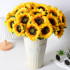 mofgkuz Sunflowers Aartificial Flowers, Sunflower Simulation Flower Decoration, Outdoor Indoor Home Office Parties Wedding Birthday Party, Yellow Summer Decor 5PCS image 2
