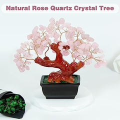 Parma77 Feng Shui Natural Rose Pink Quartz Crystal Money Tree Bonsai Style Decoration for Wealth and Luck image 2
