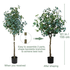 Meneco Potted Artificial plant Plant – 5ft Tall Fake Plant Large Faux plant Indoor Home Decor Fake Floor Plant in Pot (60”, Eucalyptus) image 1