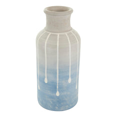 Deco 79 Ceramic Decorative Vase Abstract Ombre Drip Centerpiece Vase with Gray and White Accents, Flower Vase for Home Decoration 6" x 6" x 15", Blue image 0