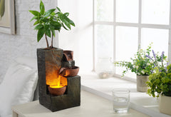 MSEONWXI Indoor Fountain Waterfall Tabletop for Home Decor Three Bowls Rock 3 Tier Fountain Relaxing and Sound Plant by Yourself(23061) image 3