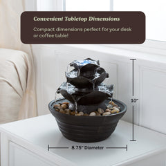 Indoor Fountain with LED Lights – Cascading 3-Tier Lighted Tabletop Water Feature with Soothing Sound – Zen Décor for Home or Office by Pure Garden image 3