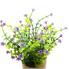 Svenee Artificial Mini Potted Plants Fake Plastic Milan Flower for Farmhouse Living Room Bathroom Office Desk Shelf Home Greenery Decoration (Purple) image 2