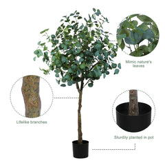 Meneco Potted Artificial plant Plant – 5ft Tall Fake Plant Large Faux plant Indoor Home Decor Fake Floor Plant in Pot (60”, Eucalyptus) image 2