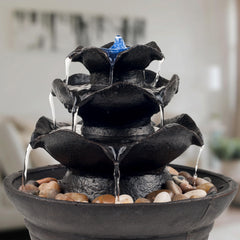 Indoor Fountain with LED Lights – Cascading 3-Tier Lighted Tabletop Water Feature with Soothing Sound – Zen Décor for Home or Office by Pure Garden image 0