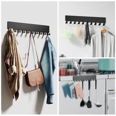 GTK Key Holder for Wall, Key Hooks with 10 Hooks, Wall Mounted Key Holder for Hallway, Self Adhesive Key Rack(Black) image 1