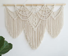 large macrame wall hanging - Boho Tapestry Macrame Wall Decor Art- Chic Bohemian Handmade Woven Tapestry Home Decoration for Bedroom Living Room Apartment Wedding Party - 43"x32" (Beige-fringe) image 0