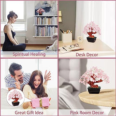 Parma77 Feng Shui Natural Rose Pink Quartz Crystal Money Tree Bonsai Style Decoration for Wealth and Luck image 1