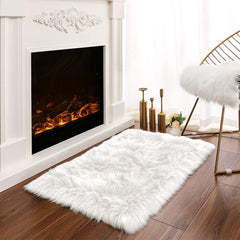 Latepis White Sheepskin Rug 2x3 Faux Fur Sheepskin Rug for Living Room Fluffy Washable Rug for Bedroom Luxury Room Decor Furry Rug Rectangle image 0