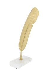 CosmoLiving by Cosmopolitan Aluminum Metal Bird Decorative Sculpture Feather Home Decor Statue, Accent Figurine 6" x 2" x 12", Gold image 2