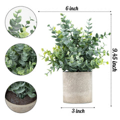 Coferset 2 Pack Small Fake Plants Eucalyptus Potted Artificial Plants for Shelf Desk Home Bathroom Farmhouse Room Coffee Table Decor (Sage Green) image 1