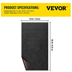 Happybuy Boat Carpet, 6 ft x 18 ft Marine Carpet for Boats, Waterproof Black Indoor Outdoor Carpet with Marine Backing Anti-Slide Marine Grade Boat Carpet Cuttable Easy to Clean Patio Rugs Deck Rug image 3