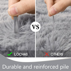 LOCHAS Fluffy Gray Bedroom Rug 2.6' x 5.3', Shaggy Area Rug for Bedroom Bedside, Soft Oval Throw Rugs Carpet for Living Room Kids Girls Home Decor image 3