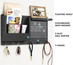 Ziivita Key Holder for Wall - Mail Holder Organizer Wall Mount with Shelf - Hanging Key Rack Hanger with Hooks Decorative for Home Coat Letter Dog Leash Entryway Living Room Decor image 3