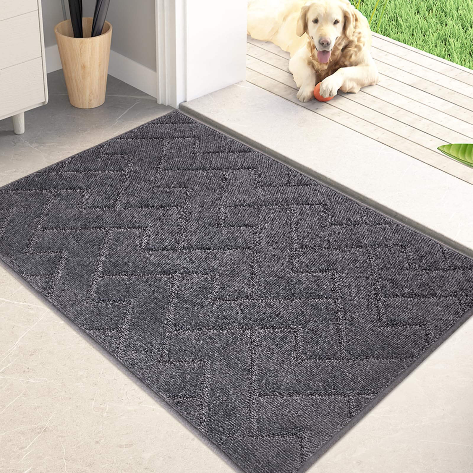 PURRUGS Absorbent Non-Slip Machine Washable Entry Rug and Mat, Shoes Scraper and Dog Mat, Super Absorbent Welcome Mat for Front and Back Doors, Muddy Wet Shoes and Paws image 0