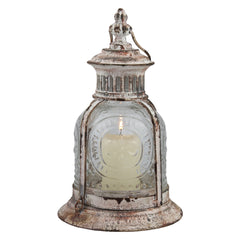 Stonebriar Antique White Metal Votive Candle Lantern with Handle image 0