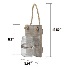 Stonebriar Rustic White Wash Wooden Mason Jar Wall Sconce Set with Hanging Loop image 3