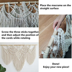 large macrame wall hanging - Boho Tapestry Macrame Wall Decor Art- Chic Bohemian Handmade Woven Tapestry Home Decoration for Bedroom Living Room Apartment Wedding Party - 43"x32" (Beige-fringe) image 1