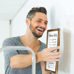 KIBAGA Farmhouse Bathroom Decor Set of 2 - Funny Interchangeable Wall Signs That Will Bring a Good Laugh To Your Bathroom - Rustic Wooden Picture Frames with Unique Sayings Are Perfect For Your Home image 3