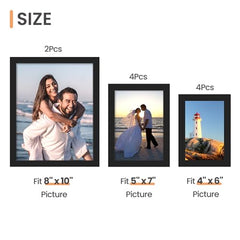 upsimples 10 Pack Picture Frames Collage Wall Decor with Glass, Gallery Wall Frame Set for Wall Mounting or Tabletop Display, Multi Sizes Including 8x10, 5x7, 4x6 Family Photo Frames, Black image 1