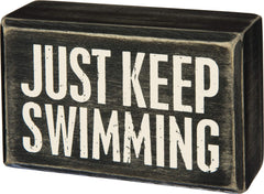 Primitives by Kathy Classic Box Sign, 4" x 2.5", Just Keep Swimming image 0