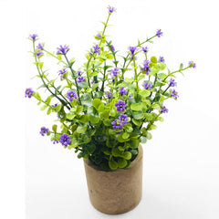 Svenee Artificial Mini Potted Plants Fake Plastic Milan Flower for Farmhouse Living Room Bathroom Office Desk Shelf Home Greenery Decoration (Purple) image 0