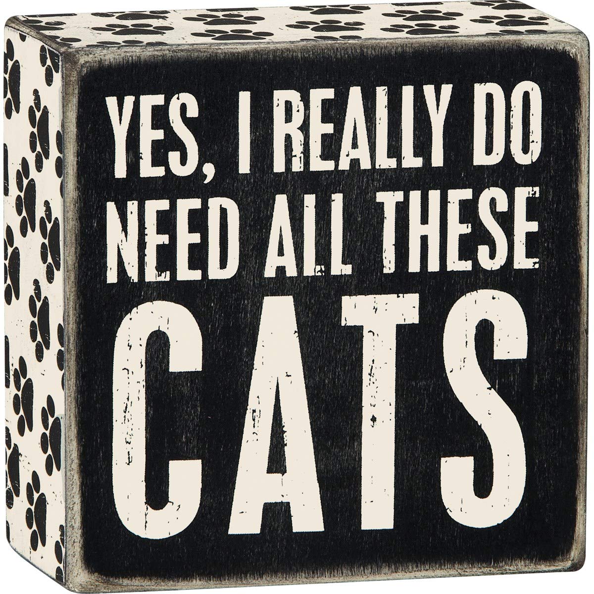 Primitives by Kathy Word Box Sign, 4" square, Yes, Cats image 0